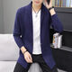 Wanpai Mo spring and autumn mid-length sweater men's cardigan jacket slim sweater top autumn sweater trendy men's clothing K20 black 3XL 145-160Jin [Jin equals 0.5 kg] wear