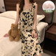 
Xushansi pajamas women's suspender ink painting with chest pad suspender nightgown for women's summer pajamas loose summer 9272 rose with chest pad M 160()