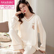 
Modal pajamas for women in spring and autumn Korean version, large size long sleeve two-piece suit casual summer autumn and winter home clothes can be worn outside. Pink GXT9923 color M (recommended 75-95Jin [Jin equals 0.5 kg])