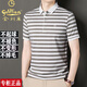 Jinlilai 2024 Business Herren Short Sleeve Shirt Striped Ice Seide Hemd Blau 17088a
