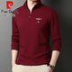 Pier Cardin [Leichtes Luxus-High-End] Halbzipper-Standkragen Langarm T-Shirt Herren Frühling und Herbst reines Baumwollgeschäft Casual Sweatshirt Strick 6625 Red 185