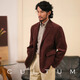 CULTUM pure cotton corduroy business casual suit men's retro unlined jacket jacket suit brown red 180A /52A