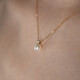 Pingyan 10k gold bright pearl pendant necklace women's minimalist clavicle chain necklace 10k gold pearl 5 points 5-6 spot