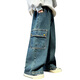 
McTicco boys' spring and autumn straight jeans 2024 new big children's spring and autumn pants children's work trousers spring suit 13077 blue [spring and autumn style] 120cm
