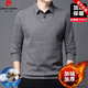 Pierre Cardin coton pur plus en velours sweat-shirt pour hommes à manches longues pour hommes à manches longues Coll de chemise Faux deux deux alentours d'âge chaud et polo d'hiver Hyx-2206 Red 17084a recommandée 120-135jin [Jin est égal à 0,5 kg]
