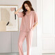 Langsha Pajamas (Langsha) Pantalage de coton modal de printemps pour femmes Vêtements de maison à manches courtes pour la mère de la mère Mère Mother Cardigan Loose Uster uster 723 Rose clair M [155-162 cm / 80-105jin [Jin est égal à 0,5 kg]]]]