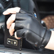 Zhongyan leather half-finger gloves, men and women cycling and driving, non-slip, warm, fitness fingerless half-finger gloves, thin students, black half-finger three-line