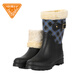 Very good (Jolly Walk) Winter waterproof and cold-resistant rain boots for women's non-slip water boots, fashionable outer wear velvet warm water shoes, new style plus velvet rain boots, blue plaid plus velvet warm JW322 37