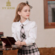 IVY HOUSE Ivy children's clothing girls' shirt autumn new style parent-child clothing fashionable versatile exquisite basic white top white (collar flower not included) 120