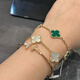 Fat Donglai's same style gold bracelet 18K gold four-leaf clover five-flower Au750 rose gold as a Valentine's Day gift for girlfriend Red four-leaf clover bracelet gold color