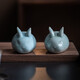 Tinghuai Kiln Ru Kiln Cute Rabbit Ceramic Tea Pet Ornaments Desktop Ornaments Ru Kiln Open Slices Can Raise Kung Fu Tea Ceremony Accessories Egg Green Lucky Cute Rabbit