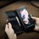 Helmseil Samsung Zfol3 Mobiltelefonhülle Volleinkleber Faltklammern Flip Leder Hülle Galaxie W22 Schutzhülle Fold3 Luxury Magnetic Card Slot Wallet Samsung Z Fold3 /W22 5G Noble Schwarz