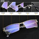 New flat glasses for men and women, ultra-light half-frame myopia glasses frame, HD anti-blue light, degree finished myopia, metal glasses (anti-blue light) 350 degrees