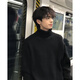 Katuchi black turtleneck sweater for men in spring and autumn loose thickened lazy high-end handsome cleanfit bottoming sweater black XL