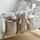 Round cotton and linen fabric baby playpen bedside storage hanging bag baby bedside diapers diaper toy storage bag two-port storage