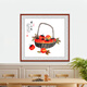 Han'ao famous hand-painted Chinese painting restaurant decoration painting entrance hall hanging painting corridor wall painting ink painting persimmon persimmon Ruyi mural everything goes well with arc brown frame framed with solid wood frame 65*65cm