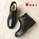 Spider King Mother's Shoes Winter Cotton Shoes Women's Wool Warm Flat Boots Middle-aged and Elderly Leather Shoes Black (Wool) 39