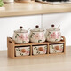 DuoMeiRan home kitchen seasoning box combination seasoning jar ceramic salt shaker seasoning jar set wooden frame double-layer seasoning bottle jar Sakura 7-piece set (wooden frame B3)