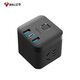 BULL Fast Charging Rubik's Cube Socket USB Socket/Plug Strip/Plug Strip/New National Standard Wiring Socket C Port 20W Fast Charging Wireless Black-UU220WH
