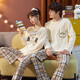 Manzhiban couple pajamas spring and autumn pure cotton long sleeve Korean style teenagers for men and women in autumn cute 2021 new winter QM men 1592 women 2592 single set price-women M