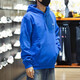 阿迪达斯 （adidas）卫衣男士春秋季三叶草运动服针织连帽休闲上衣套头衫 HK9866蓝色磨毛毛圈  L