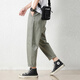 
Jewish casual pants for men in summer new loose ice silk straight sport nine-point pants for men conical Korean style trousers 9904 gray-green M