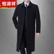 Hengyuanxiang long wool coat men's knees autumn and winter clothes for middle-aged and elderly people plus velvet thickened wool trench coat. Long black (+ velvet + thick) XL 180 suggests 140-160Jin [Jin equals 0.5 kg]