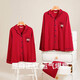 Qiulu Ben Ming Nian Red Pajamas for Women Spring and Autumn Couples Pure Cotton Long Sleeve Men's Wedding Homewear Set New Year's Gift QHCN146D Big Red 01 (Male) L