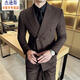 Jason's Double Breasted Suit Men's Suit High-end Banquet Business Professional Formal Wear British Style Handsome Slim Suit Jacket Brown (Single Suit) M (100-120Jin Jin is equal to 0.5kg)