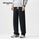 MMOPTOP Japanese casual pants men's autumn and winter simple loose straight wide-leg sports trousers K006 black L