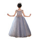 Mädchen im Princess-Stil Herbst und Winterlicht Luxus Luxus High-End-Anzug Grundschüler Chor Guzheng Klavier Performance Abendkleid Rock 1591 Blau kurzärmelige Long Style 160