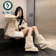BOODPECHER LUZ LUXURY High-End Iselandic Snow Boots Women's 2024 Winter Plus Velvet Cotton Cotton Zapatos de piel de mariposa Botas cortas gruesas en blanco 36