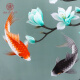 Anjing, the hometown of Shu embroidery, Chinese style handmade double-sided embroidery auspicious koi fish decorative ornaments intangible cultural heritage Shu embroidery home decoration crafts gifts Magnolia koi B