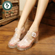 Pájaros carpinteros sandalias de mujer otoñales transparentes zapatos de cristal de tacón alto zapatos de gelatina sandalias plásticas bolsas de plástico gruesas botas de lluvia de plástico sandalias romanas plata (699) 37 (un tamaño más pequeño)