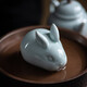 Tinghuai Kiln Ru Kiln Cute Rabbit Ceramic Tea Pet Ornaments Desktop Ornaments Ru Kiln Open Slices Can Raise Kung Fu Tea Ceremony Accessories Egg Green Lucky Cute Rabbit