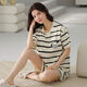 Pei Shiyan high-quality cotton pajamas for women in summer short-sleeved two-piece set cartoon sweet summer thin style can be rose color a9859 shorts XL 115-135Jin [Jin equals 0.5 kg]