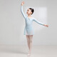 Sansha Ballet Practice Clothes Children's Dance Clothes Long Sleeve Skirt Chiffon V-Neck Lace Jumpsuit Skirt Light Blue S