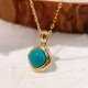 Beyou Korean fashion popular 14k gold pendant, exquisite temperament and versatile retro turquoise square clavicle pendant pendant (without chain)
