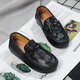 Henku Children's Leisure British Student Campus Performance pour enfants à deux couches Cowhide Soft Sole Boys Chaussures en cuir noir