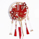 Jinban round fan DIY handmade wedding bride round fan wedding gift gift for newlyweds happy fan double-sided Chinese Xiuhe fan [red round fan] finished product + fan rack + gift box