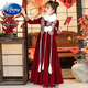 迪士尼女童汉服冬季加厚连衣裙2024新款中大童复古喜庆拜年服儿童唐装冬 9855红色加厚+毛领 140