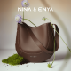 NINA&ENYA妮娜恩雅女包【520送女朋友礼物】雪莉包小号腋下单肩包真皮女包 【奶昔白】-可单肩可斜挎