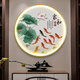 Paidan Xianmeng New Chinese Style Decorative Painting Round Luminous Painting Entry Hall Living Room Painting Landscape Painting Zen Tea Room Hanging Painting Ink Painting Spring Swallow Ink Bamboo - Aluminum Alloy Black Frame/Crystalline Porcelain Surface Diameter 50cm - No Light Style