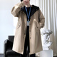 Lovren autumn and winter new style windbreaker men's mid-length coat knee-high contrast coat European and American style trendy cloak men's pie jacket black L (suitable for 125-140 Jin Jin equals 0.5 kg)