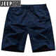 JEEP SPIRIT Personalized Floral Beach Pants Men's Casual Five-Cut Shorts Loose Cotton Summer Thin Pants Large Shorts Outdoor 9277 Dark Blue [Upgrade Pocket Zipper] L -130