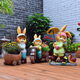 Yimingyuan Garden Decorative Courtyard Ornaments Outdoor Cartoon Rabbit Flowerpot Park Lawn Creative Simulation Animal Landscape Sculpture H20536