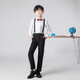 Bohemian long-sleeved children's chorus costumes girls dance skirts boys suspenders primary school students host recitation performance costumes white-black long-sleeved trousers (velvet shirt) 150