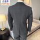 Jason's high-end woolen suit jacket men's autumn and winter business formal double-breasted casual suit suit Korean version slim black (suit + vest + pants) 3XL (150-165Jin Jin equals 0.5kg)
