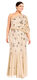 Adrianna Papell Women's One Shoulder Grecian Style Beaded Pleated Dress Dress Skin Tone 18