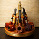Lubinski Rubinsky Soporte de tubería de madera maciza Madera de piña Madera de 8 paquetes de 8 paquetes de tubería de posposición rotatoria Yja-12004 Color de té